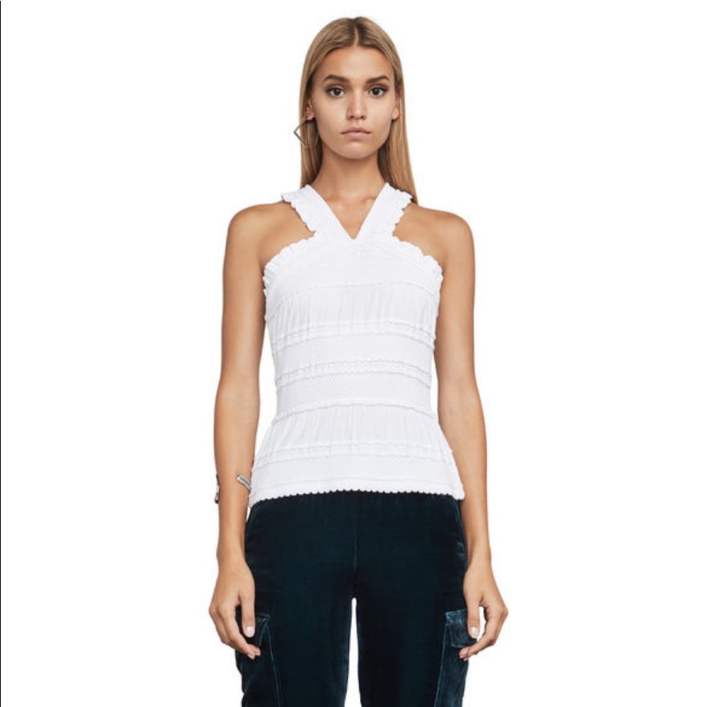 Bcbg WHITE Women's Tops Elinor Striped Halter Top